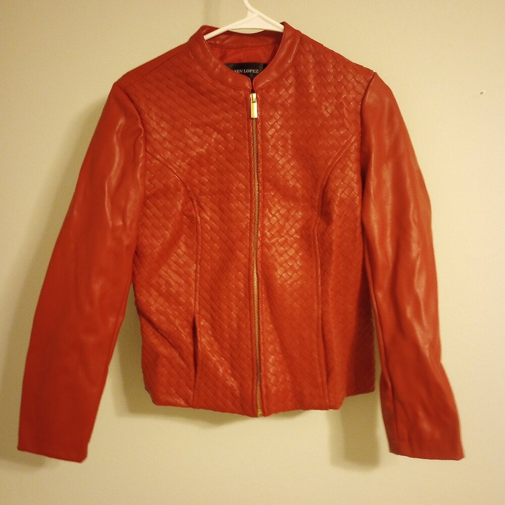 Colleen Lopez Red Vegan Leather Jacket